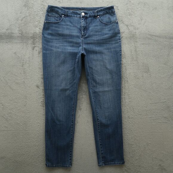 Chico's Jeans Women's Size 31 Blue Mid-Rise Girlfriend Slim Leg Ankle 27" Inseam - Picture 1 of 16